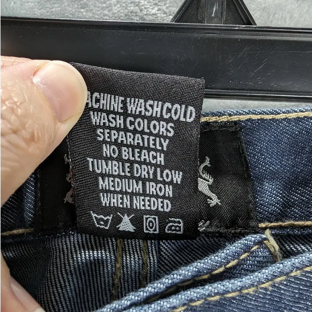 English Laundry Jeans Mens 46 x 32 Straight Whiskers Lions Crest blue Denim